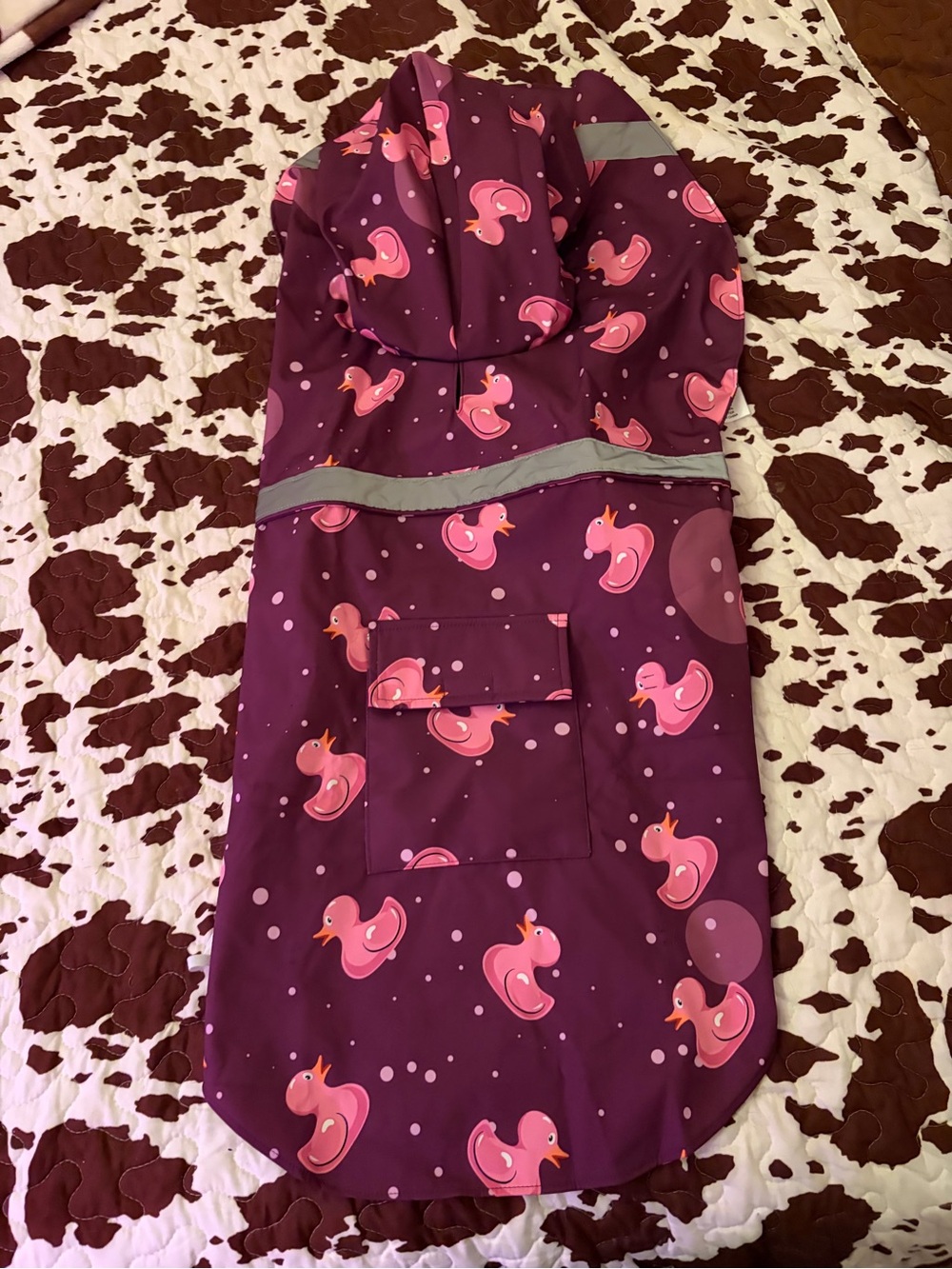 Dog XL Purple with Pink Duck Pattern rain jacket